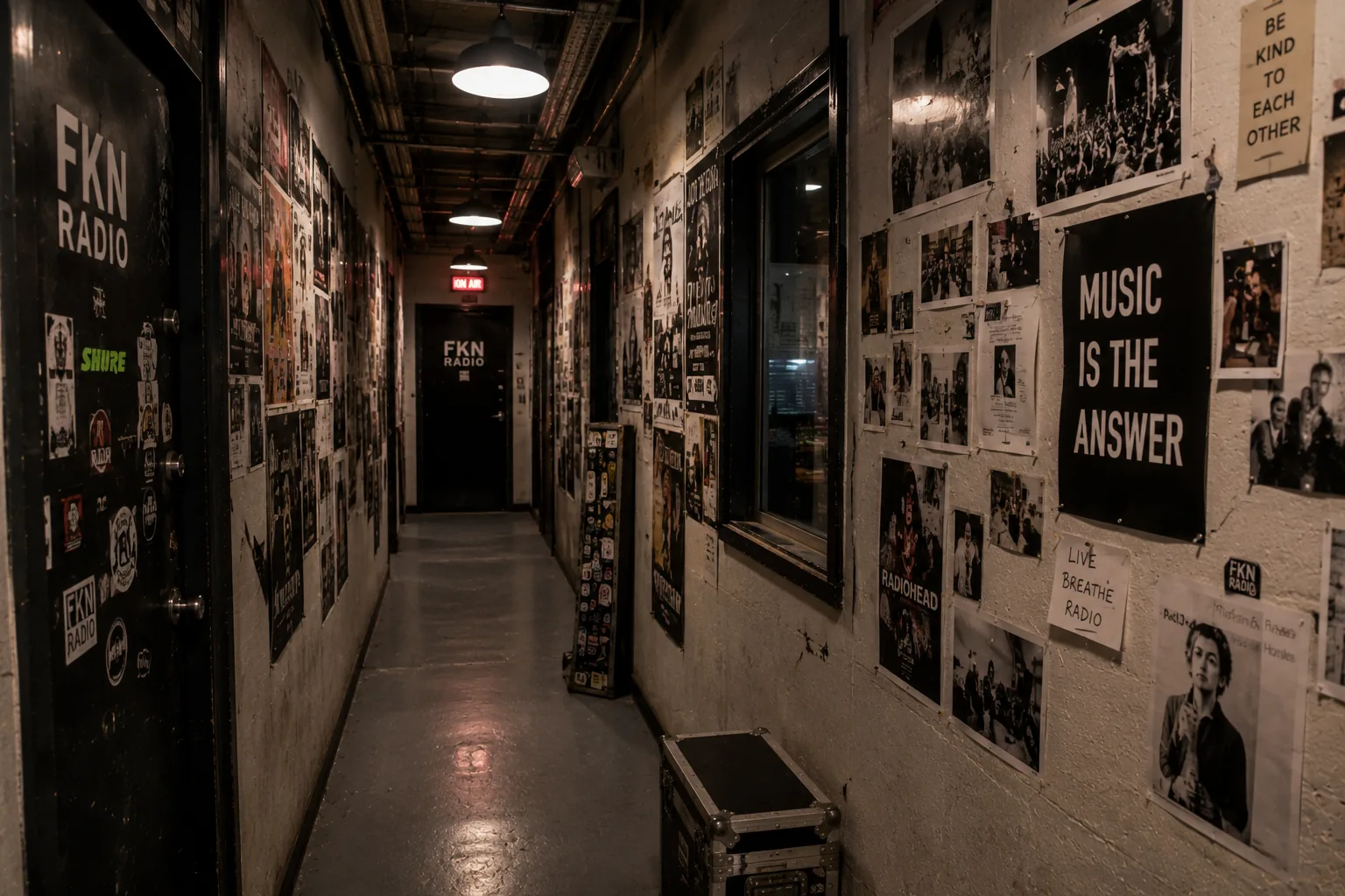 FKN Radio hallway with archived artists